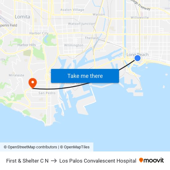 First & Shelter C N to Los Palos Convalescent Hospital map