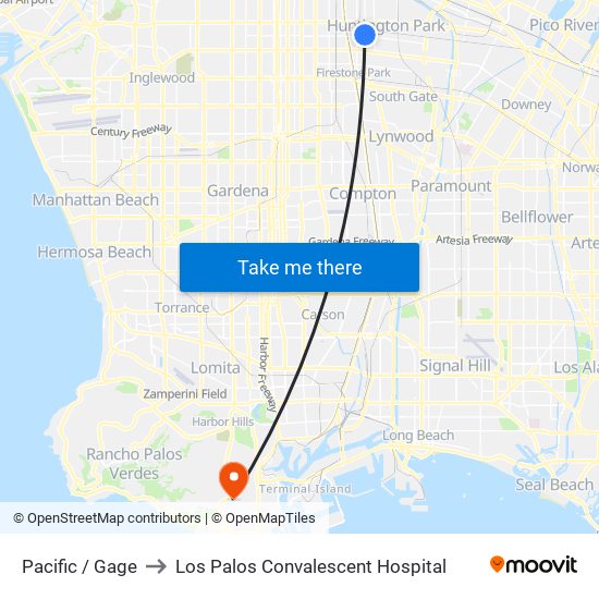 Pacific / Gage to Los Palos Convalescent Hospital map