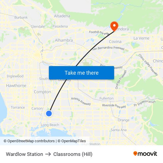 Wardlow Station to Classrooms (Hill) map
