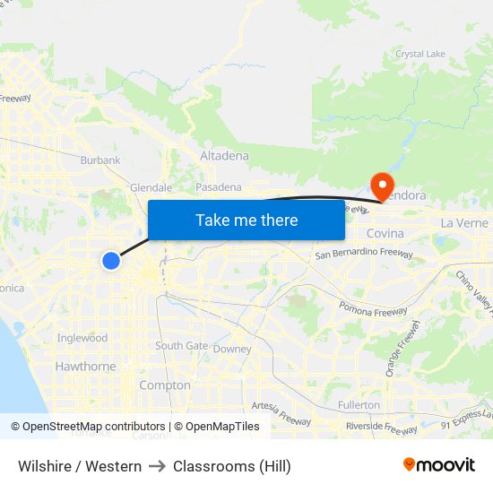 Wilshire / Western to Classrooms (Hill) map