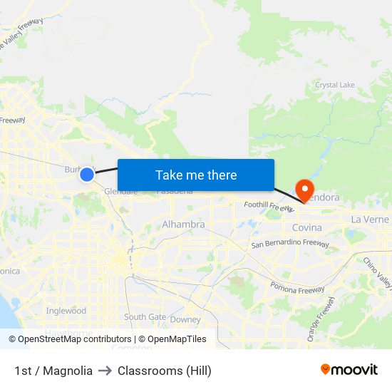 1st / Magnolia to Classrooms (Hill) map