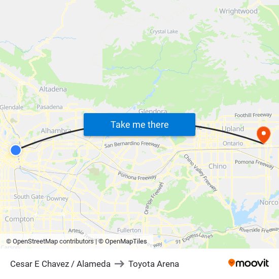 Cesar E Chavez / Alameda to Toyota Arena map