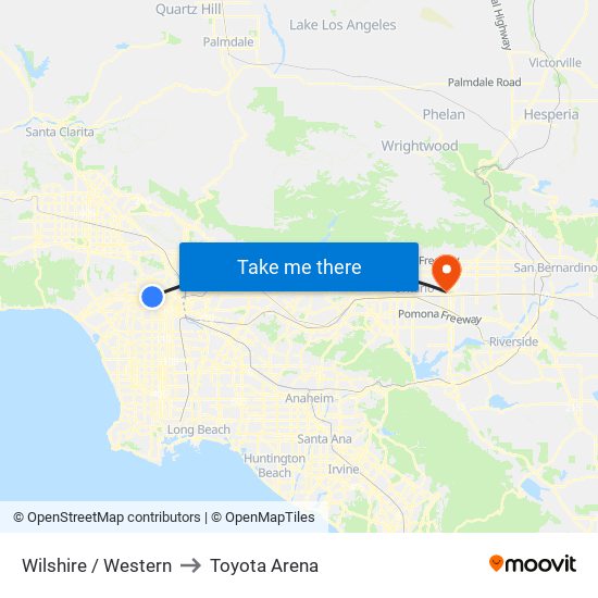 Wilshire / Western to Toyota Arena map