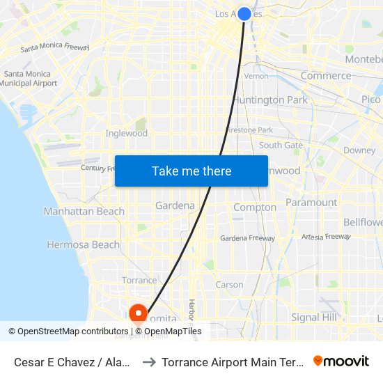 Cesar E Chavez / Alameda to Torrance Airport Main Terminal map