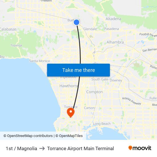 1st / Magnolia to Torrance Airport Main Terminal map