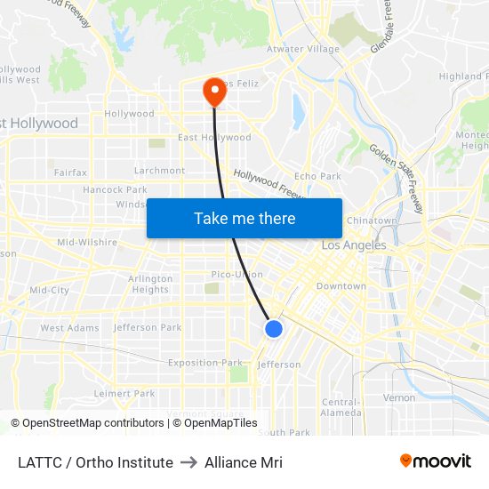 LATTC / Ortho Institute to Alliance Mri map