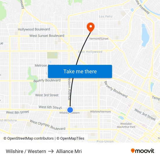 Wilshire / Western to Alliance Mri map