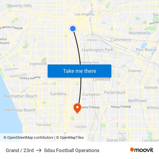 Grand / 23rd to Sdsu Football Operations map
