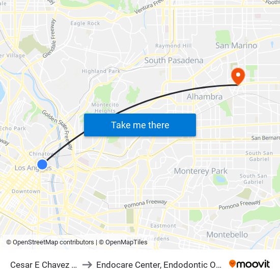 Cesar E Chavez / Alameda to Endocare Center, Endodontic Office of Dr. John Yu map