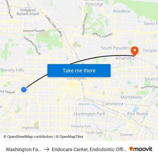 Washington Fairfax Hub to Endocare Center, Endodontic Office of Dr. John Yu map