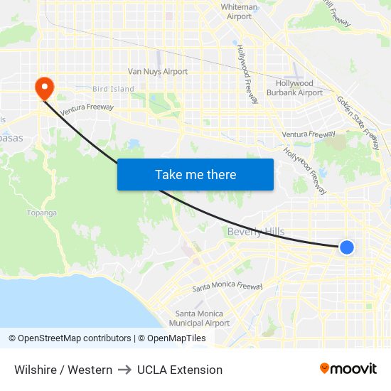 Wilshire / Western to UCLA Extension map