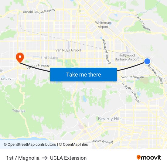 1st / Magnolia to UCLA Extension map