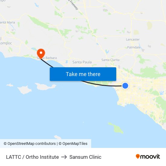 LATTC / Ortho Institute to Sansum Clinic map