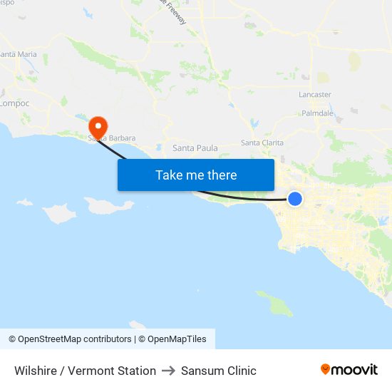 Wilshire / Vermont Station to Sansum Clinic map