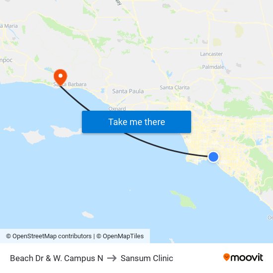 Beach Dr & W. Campus N to Sansum Clinic map