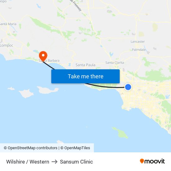 Wilshire / Western to Sansum Clinic map