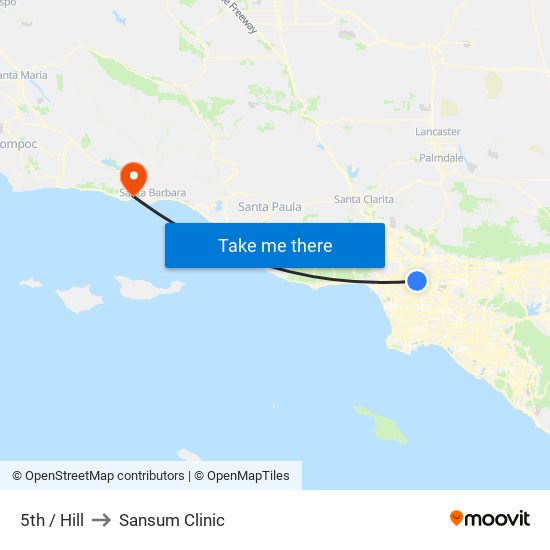 5th / Hill to Sansum Clinic map
