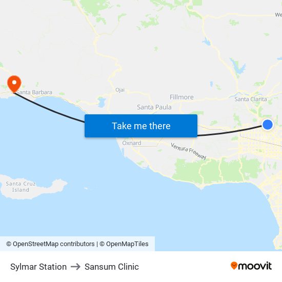 Sylmar Station to Sansum Clinic map