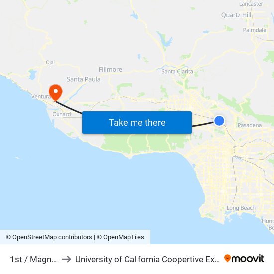 1st / Magnolia to University of California Coopertive Extension map
