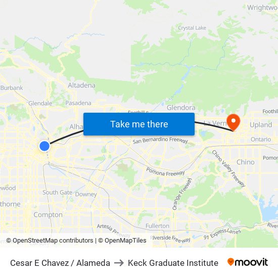 Cesar E Chavez / Alameda to Keck Graduate Institute map