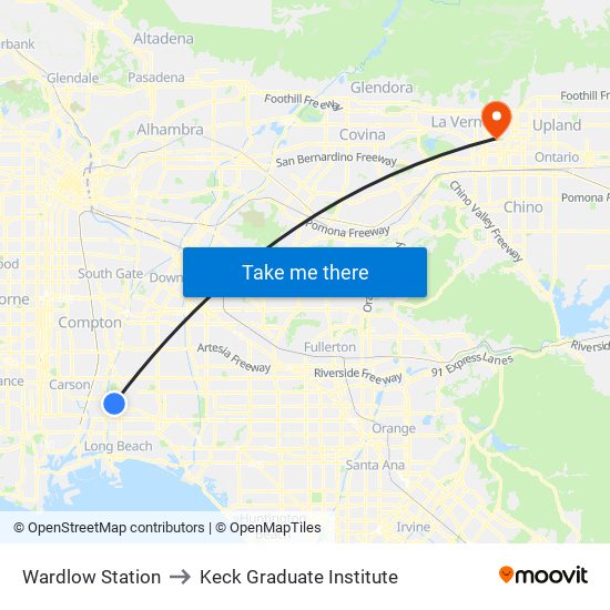 Wardlow Station to Keck Graduate Institute map