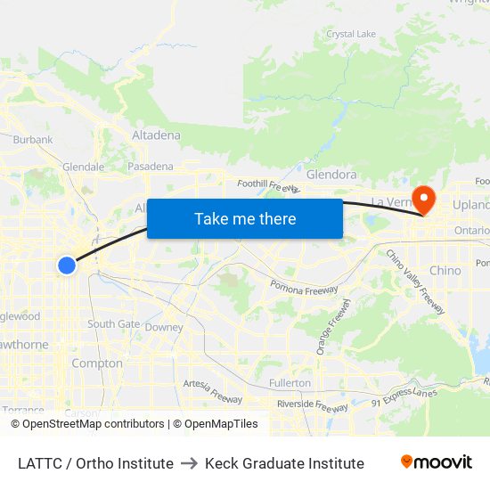 LATTC / Ortho Institute to Keck Graduate Institute map