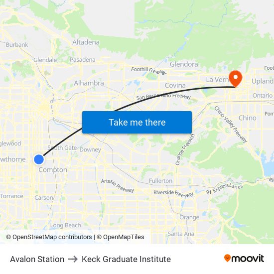 Avalon Station to Keck Graduate Institute map