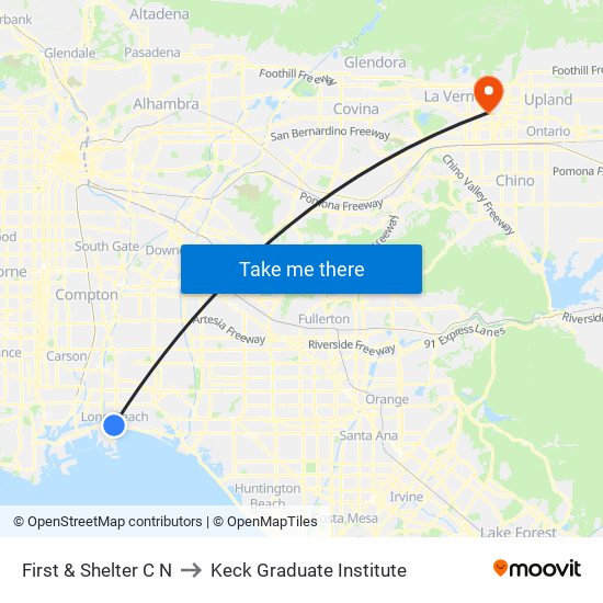 First & Shelter C N to Keck Graduate Institute map