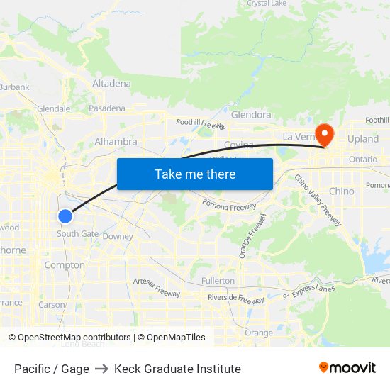 Pacific / Gage to Keck Graduate Institute map