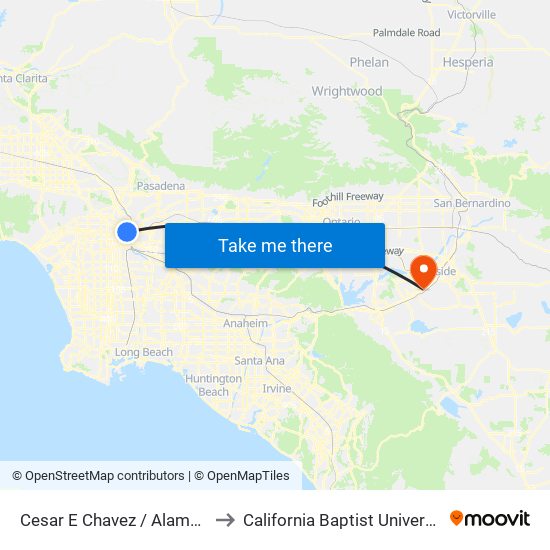 Cesar E Chavez / Alameda to California Baptist University map