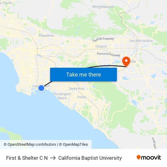 First & Shelter C N to California Baptist University map