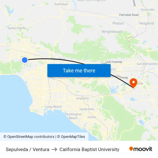 Sepulveda / Ventura to California Baptist University map
