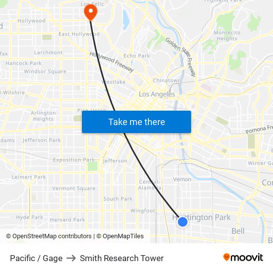 Pacific / Gage to Smith Research Tower map