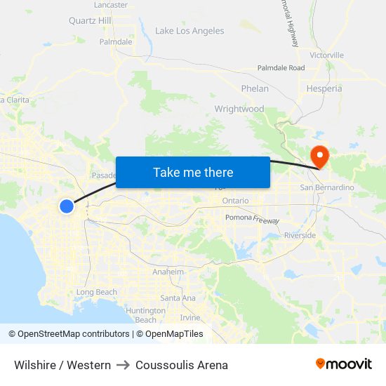 Wilshire / Western to Coussoulis Arena map