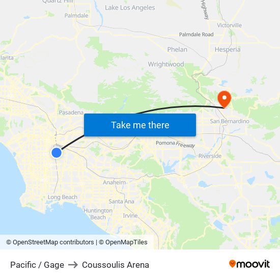 Pacific / Gage to Coussoulis Arena map