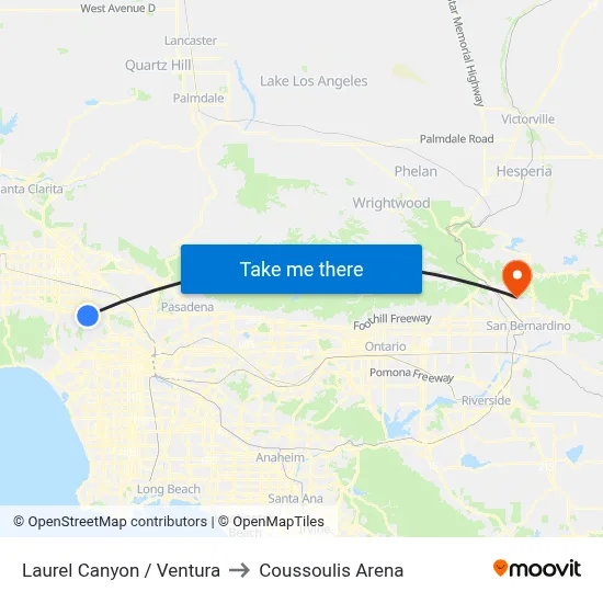 Laurel Canyon / Ventura to Coussoulis Arena map