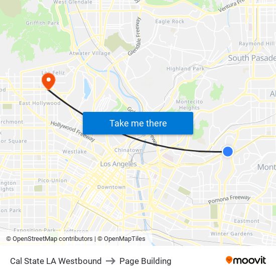 Cal State LA Westbound to Page Building map