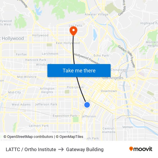 LATTC / Ortho Institute to Gateway Building map