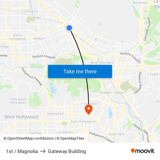 1st / Magnolia to Gateway Building map