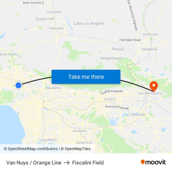 Van Nuys / Orange Line to Fiscalini Field map