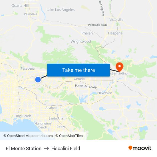 El Monte Station to Fiscalini Field map