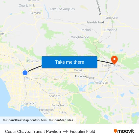 Cesar Chavez Transit Pavilion to Fiscalini Field map