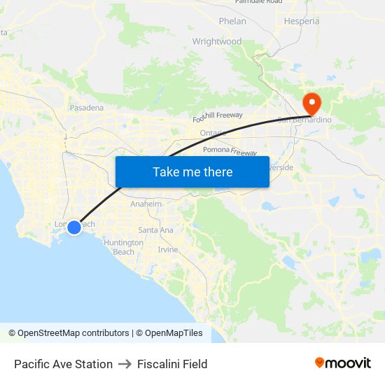 Pacific Ave Station to Fiscalini Field map