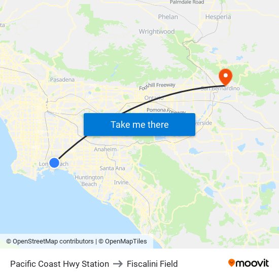 Pacific Coast Hwy Station to Fiscalini Field map