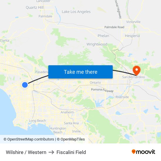 Wilshire / Western to Fiscalini Field map