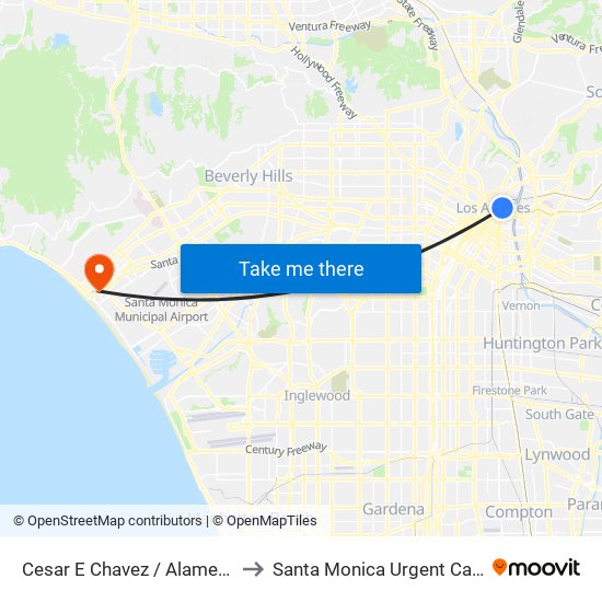 Cesar E Chavez / Alameda to Santa Monica Urgent Care map