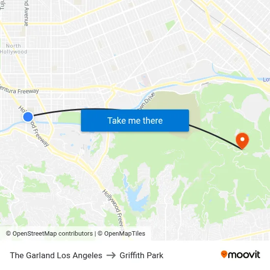The Garland Los Angeles to Griffith Park map