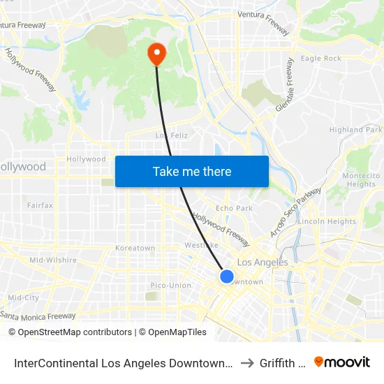 InterContinental Los Angeles Downtown an IHG Hotel to Griffith Park map