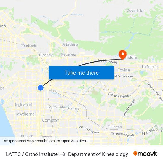 LATTC / Ortho Institute to Department of Kinesiology map