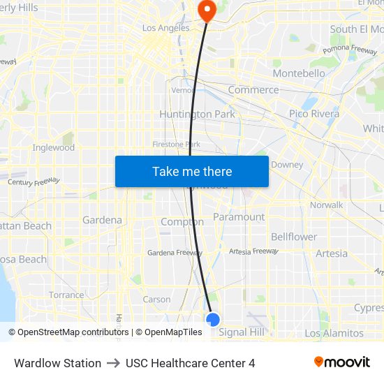 Wardlow Station to USC Healthcare Center 4 map